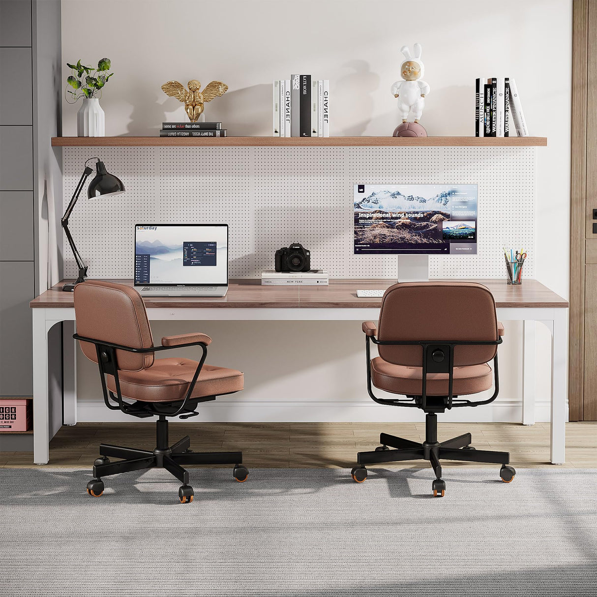 Tribesigns 2-Person Home Office Desk, 78.7" Extra Long Computer Desk, Double Workstation for Home Office, Work Desk for Two People (Oak) Tribesigns