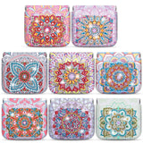 Sanwuta 8 Pcs Mandala DIY Diamond Painting Coin Purse Holder Makeup Bags Bulk Cosmetic Wallet Diamond Painting Kits Pocket Sanwuta