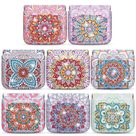 Sanwuta 8 Pcs Mandala DIY Diamond Painting Coin Purse Holder Makeup Bags Bulk Cosmetic Wallet Diamond Painting Kits Pocket Sanwuta