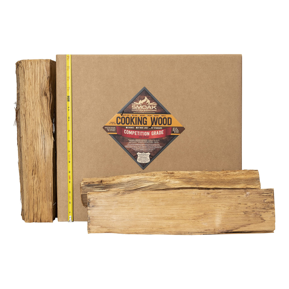 Smoak Firewood 16inch Length Premium Cooking Wood & Firewood Logs – Used for Grills, Smokers, Pizza ovens, stoves, firepits or fireplaces – USDA Certified Kiln Dried (RED Oak – 60-70lbs 16inch Wood) Smoak Firewood