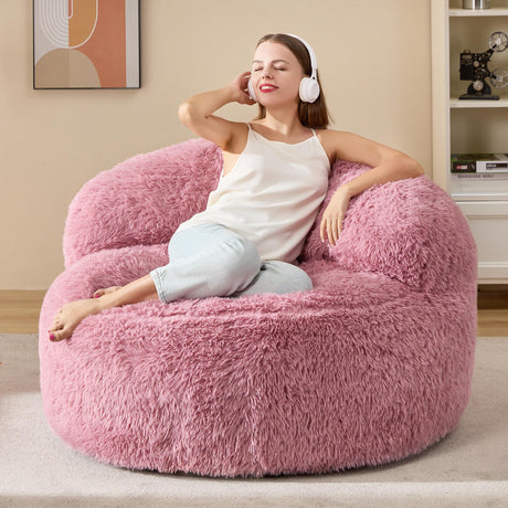 Hobestluk Bean Bag Chair Big Bean Bag Chairs for Adults Giant Adult Bean Bag Chair with Foam Filler Large Beanbags with Stuffed Back Lazy Sofa, Pink -Standard Hobestluk