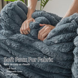 RARZOE 64'' Oversized Chaise Lounge Chair Indoor, Plush Faux Rabbit Fur Sleeper Sofa Bed with 4 Pillows, Charging Station & Cup Holders, Fluffy Comfy Cloud Couch Loveseat Sofa for Living Room,Grey RARZOE