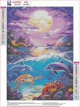 MXJSUA Ocean Scene Diamond Painting Kits for Adults, 5D Dolphin Diamond Art Kits for Beginners, DIY Full Drill Paint with Diamond, Home Wall Decor 12x16 Inch MXJSUA