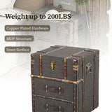 Aoikax Vintage Storage Chest with Buckle Hinged Top, Linen Accent End Side Table for Living Room, Office, Bedroom, Rectangle, Grey Aoikax