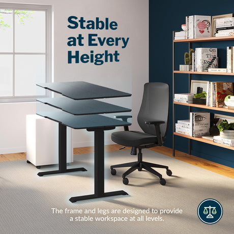 Vari Essential Height Adjustable Electric Standing Desk - Home Office Standing Desk with VariDesk Sturdy T-Legs - Quiet Motorized Standing Desk - 48x24 Inch Small Standing Desk - Black, 1 Box Vari