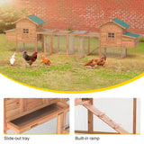 Outdoor Chicken Coop for 4-8 Chickens Wooden Hen Rabbit House Poultry Pet Hutch Run Cage w/Waterproof Asphalt Roof, Ramp, Nesting Box, Wire Fence (160") GOJOOASIS