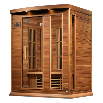 DYNAMIC SAUNAS Maxxus MX-K306-01 Elite 3-Person Near Zero EMF (Under 2 MG) FAR Infrared Sauna, (Canadian Clear Red Cedar) Curb Side Delivery - WoodArtSupply