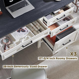JXQTLINGMU 53INCH Home Office Desk, Modern Farmhouse Computer Desk with File Cabinet Letter T4 F4 Legal, Study Writing Desk, Off White JXQTLINGMU