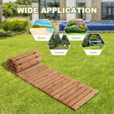 HAPPYGRILL 8 FT Wooden Garden Pathway Weather-Resistant Straight Walkway with Sturdy Steel Wire & Anti-Slip Patterns, Outdoor Roll-up Fir Wood Boardwalk for Patio Beach Garden Backyard HAPPYGRILL
