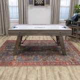 American Legend Brookdale Air-Powered Hockey Table with Rustic Wood Grain Finish, Angled Legs and Turnbuckle Accents Brown, 75.31"L x 38.98"W x 8.5"H American Legend