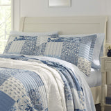 Laura Ashley - King Quilt Set, Reversible Cotton Bedding with Matching Shams, Farmhouse Inspired Home Decor (Paisley Printed Patchwork Blue, King) Laura Ashley