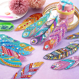 12 Pcs 5d Diamond Painting Bookmarks for Adults, DIY Acrylic Diamond Art Feather Bookmarks Gifts for Book Lovers, Read and Crafts Lovers School Library Book Club Gift Supplies Henoyso