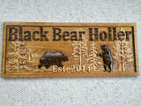 Personalized Wood Sign Custom Carved Cabin Gift Man Cave Wedding Family Last Name Camp Lake House Décor Woods Black Bear Plaque Last Name Established Sign Custom Wood Sign 3D Camper Sign 3D Woodworker