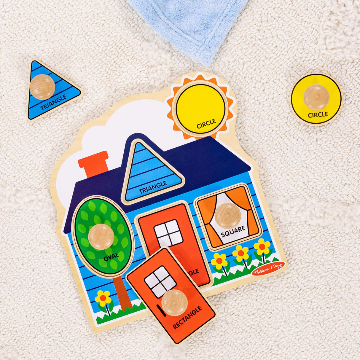 Melissa & Doug First Shapes Jumbo Knob Wooden Puzzle - Wooden Peg Chunky Baby Puzzle, Preschool Learning Shapes Knob Puzzle Board For Toddlers Ages 1+ Melissa & Doug