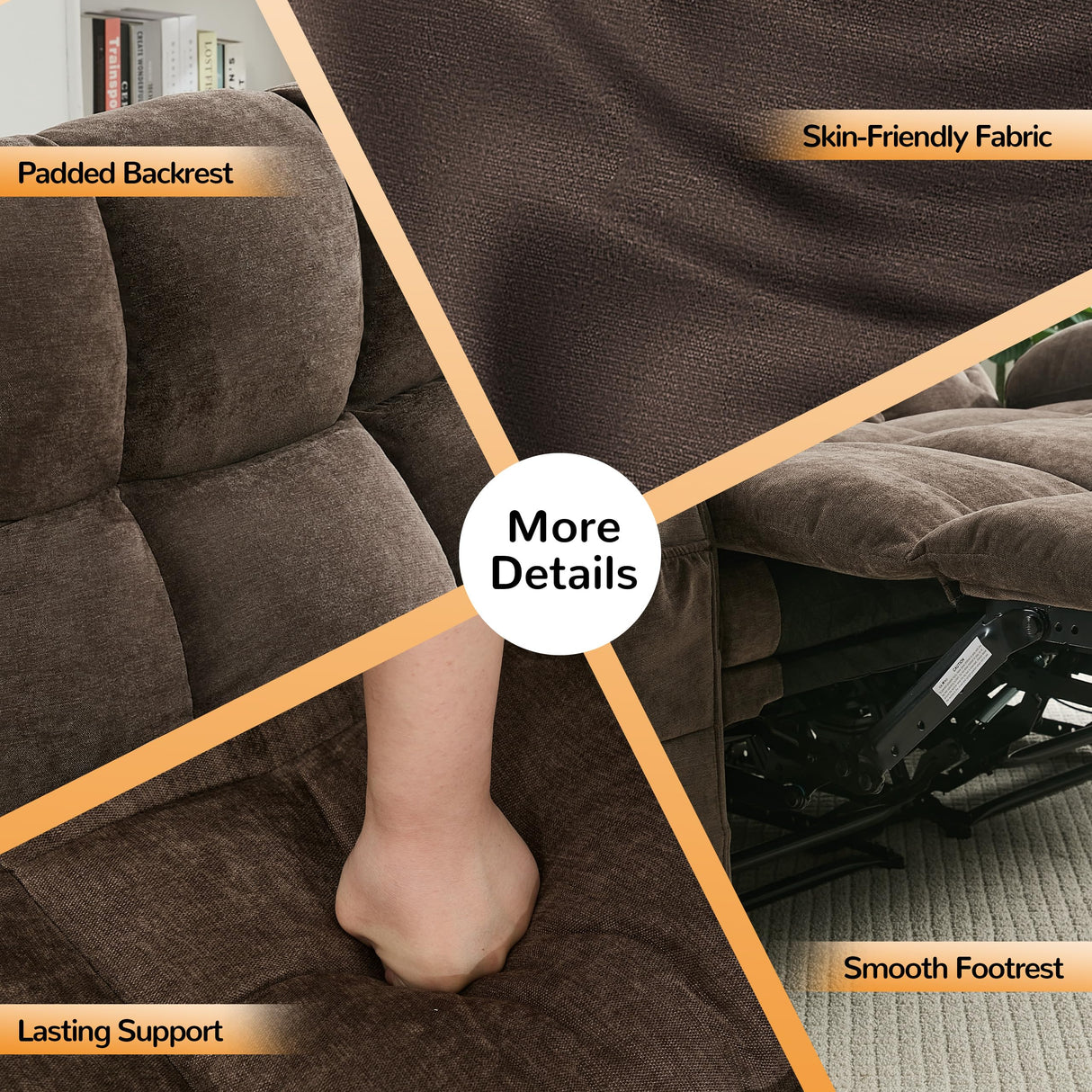 Sofetura Oversized Loveseat Recliner Sofa, Big Large Reclining Sofa with Cup Holders & Side Pockets, Traditional 2-Seater Manual Recliner Couch for Living Room, RV, Home Theater (Fabric, Brown) Sofetura