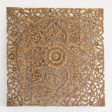 Balinese Hand Carved King Size Bed Headboard Reclaimed Wooden Panels Artwork Handmade Painted in Chiang Mai Thailand 72 Inches Siam Sawadee