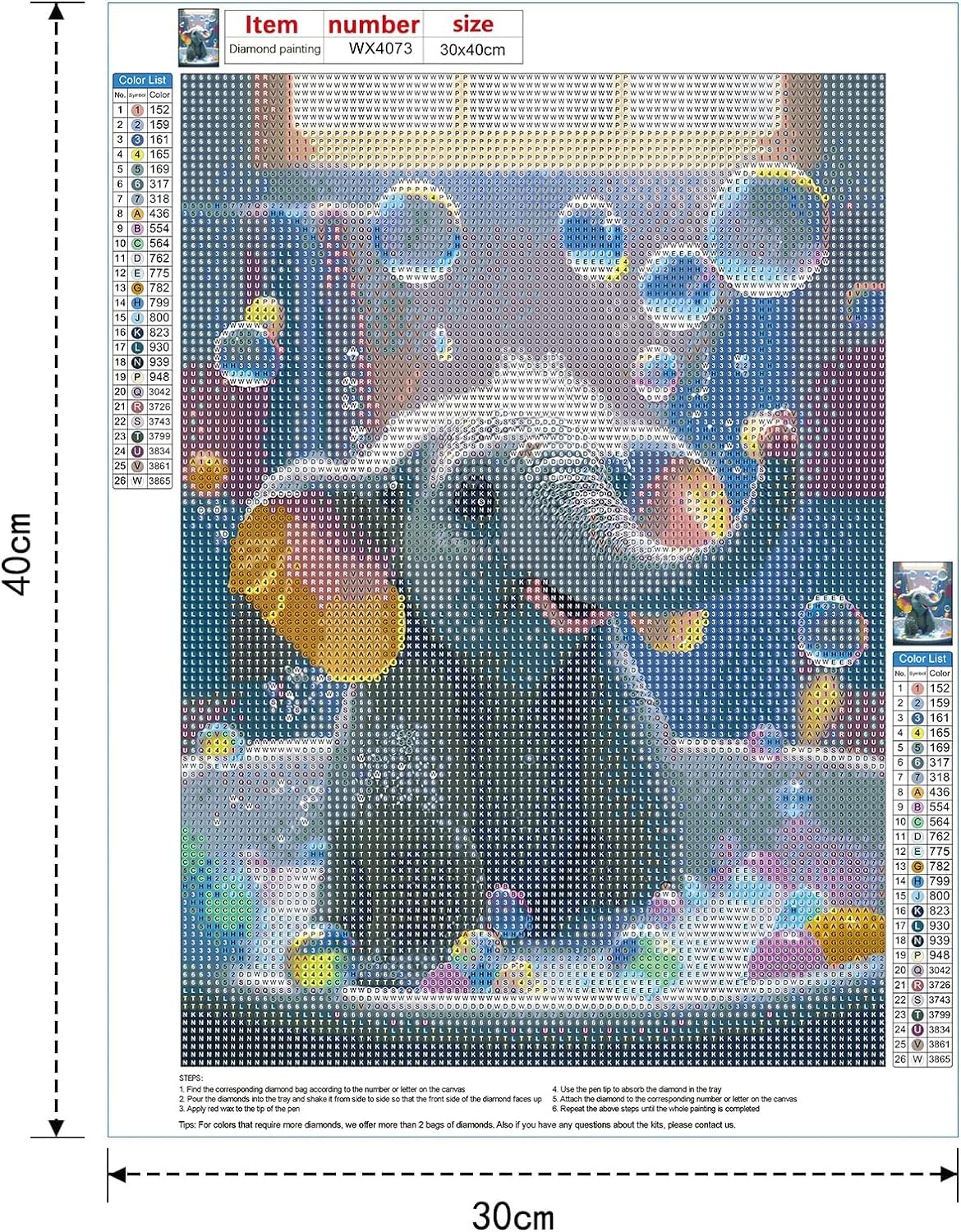 RICUVED Diamond Painting Kits for Adults, Elephant Diamond Art Kits 5D Animal Diamond Art Kits for Beginner, Diamond Dots Painting Full Round Drill Art and Crafts for Home Wall Decor 12x16 Inch RICUVED