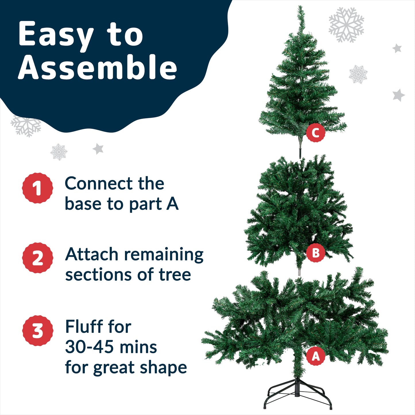 Premium 6Ft Christmas Tree with 1200 Tips for Fullness - Artificial Canadian Fir Full Bodied Christmas Tree 6ft with Metal Stand, Lightweight and Easy to Assemble