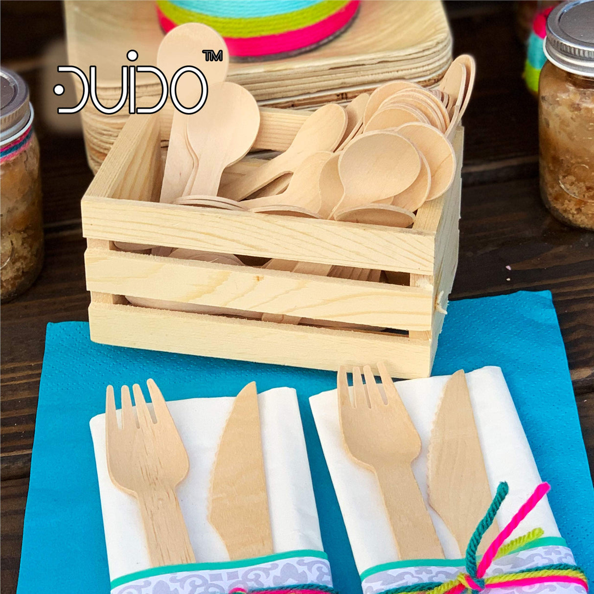 Disposable Wooden Spoons – 110 Pack 3.9 Inch Mini Wooden Spoons, Biodegradable Spoons Sample Spoons DUIDO
