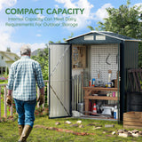 MistMo 5x3X6.3FT Outdoor Steel Storage Shed with Lockable Doors and Frame Floor, Compact Small Bike Shed, Ideal for Garden, Backyard, Swimming Pool, Patio Utility and Tool Storage Mistmo