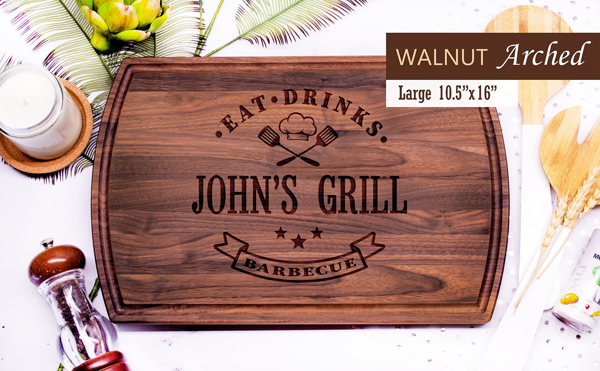 Personalized Grill Wooden Cutting Board Handmade in USA – Best Serves as Chopping board, Charcuterie board, Cheese board – Unique Wood Grilling Gift - WoodArtSupply