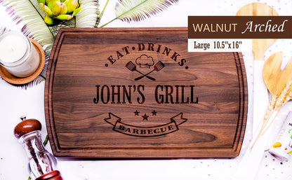 Personalized Grill Wooden Cutting Board Handmade in USA – Best Serves as Chopping board, Charcuterie board, Cheese board – Unique Wood Grilling Gift - WoodArtSupply