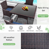 Trumbeak 10 Piece Outdoor Dining Set,Rattan Patio Conversation Set of 8 Chairs,Patio Dining Table and Chairs w/Cushions,Square Glass Tabletop,Umbrella Cutout for Patio,NavyBlue Trumbeak