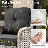 ovios 8 Pieces Patio Furniture Set Outdoor Sectional Sofa Couch with Rocking Swivel Chairs Deep Seat Chaise Comfy Cushions, Modern Modular Wicker Rattan Conversation Set, Black ovios