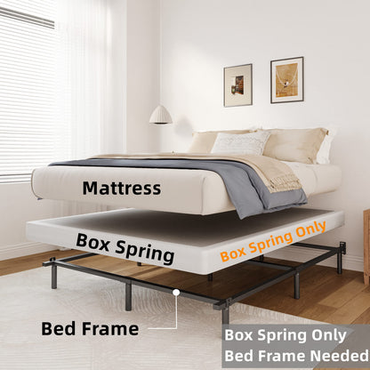 THEOCORATE King Box Spring and Cover Set, 5 Inch Low Profile Metal BoxSpring, Heavy Duty Structure, Mattress Foundation, Noise Free, Non-Slip, Easy Assembly