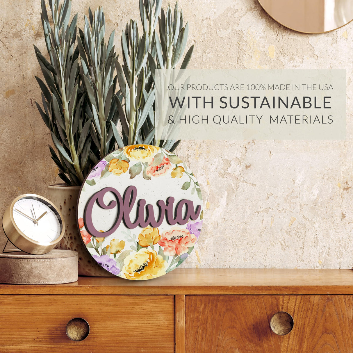 Personalized Round Wooden 3D Name Sign for Nursery Wall Decor, 5 Sizes, 5 Fonts Options, 3D Custom Round Nursery Name Sign, Personalized Baby Name Amazing Items