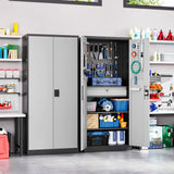 Yizosh Metal Garage Storage Cabinet with Locking Doors and Drawers, Heavy Duty Steel Tool Cabinet with Pegboard, 71" - Lockable Cabinets for Garage, Warehouse, Basement (Black Gray) Yizosh