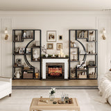 70.8" Tall Bookshelf Set of 2, 79" Wide Geometric Display Shelf with 18 Open Storage Shelves, Scratch-Resistant Gray Wash & Metal Frame, for Living Room, Office, Bedroom – Anti-Tip & Adjustable Feet HolliWill