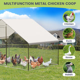 GarveeLife Large Metal Chicken Coop, Large Chicken Run with Waterproof & Anti-UV Cover, Outdoor Chicken Pen for Farm Yard (9.8' L x 6.6' W x 6.6' H) GarveeLife