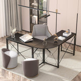 VECELO 59"x59" L Shaped Desk for Computer Gaming Multi-Usage Long 2 Person Table for Home Office Sturdy Writing Workstation, Easy Assembly/Saving Space, Black VECELO