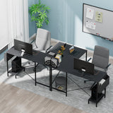 InfiniPower L Shaped Desk Gaming Computer 50 Inch Reversible Corner Table, PC Work Table for Writing Study Student with Wood Tabletop Metal Frame CPU Stand Side Bag for Home Office Small Place InfiniPower