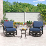 Kullavik Aluminum Patio Furniture Set,6 Pieces 4 Seat Metal Outdoor Furniture Conversation Set w/45 Propane Gas Fire Pit&Swivels,Navy Blue Kullavik