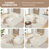 97" Boneless Couches for Living Room, Cloud Couch Sectional with Deep Seat, Comfy Couch with L-Shaped Chaise, Minimalist Upholstered Modular Sectional Sofa, No Assembly Required (Corduroy,Lvory) Huatean Home