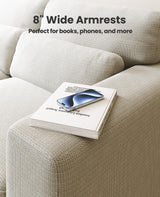 Amada 3 Seater Sofa Couch for Living Room,89" Modern Couch with Deep Seats &Wide Armrests,Comfy Sofa with Supportive Futon &Thickened Cushion,Removable & Washable Covers,Cotton-Linen Fabric,White AMADA HOMEFURNISHING