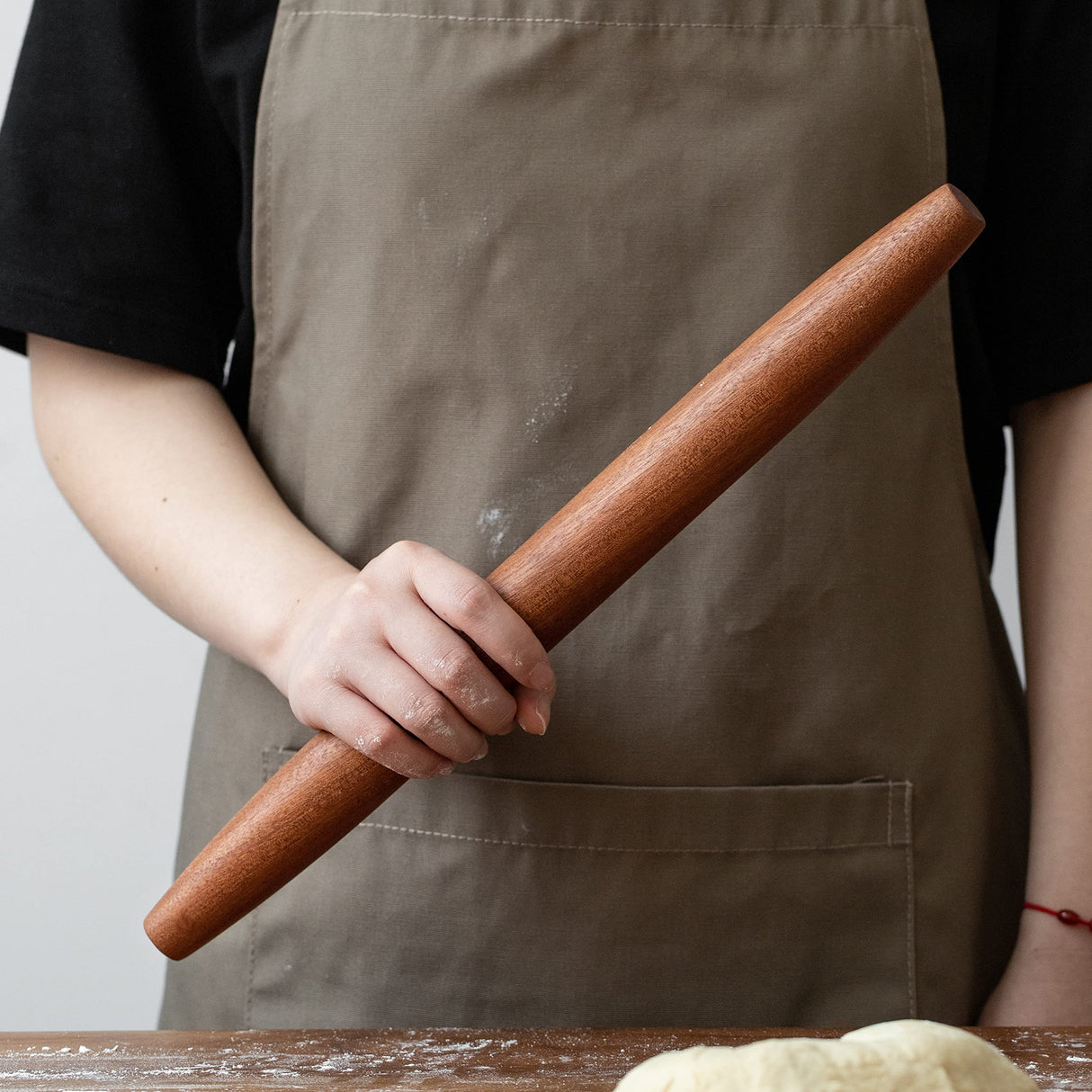Muso Wood Sapele Wooden French Rolling Pin for Baking, Tapered Roller for Fondant, Pie Crust, Cookie, Pastry (French 15-3/4inch) muso wood