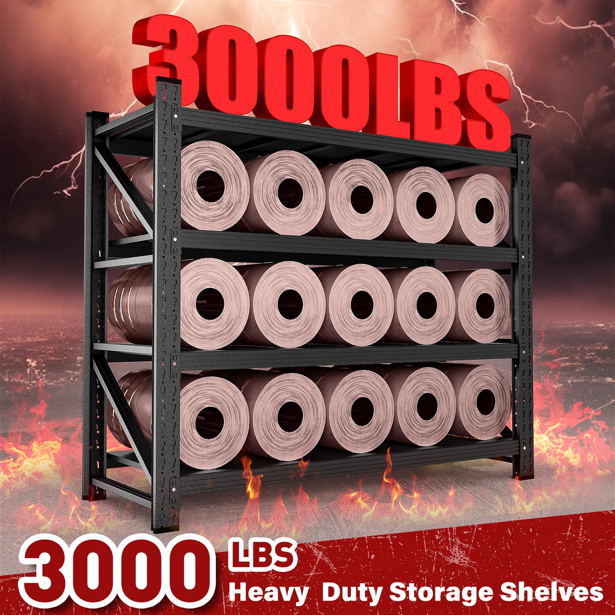 48" Wide Heavy Duty Garage Shelving Units,3000LBS 24 Deep Storage Shelves,Metal Garage Shelves,Large Storage Rack,Steel Shelf,Industrial Shelving for Shop,Warehouse,Basement,48" W x 24" D x 70" H SISESOL