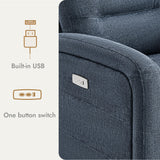 Watson & Whitely Swivel Power Recliner Glider Rocker, Small Recliner with Charging Port for Living Room, Fabric in Blue Watson & Whitely