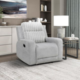 Lexicon Modern Recliner Chair for Living Room, Manual Wall Hugger Textured Microfiber Reclining Chair, Plush Corduroy Channel Seat Back, Manual Recliner, Light Gray Lexicon