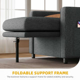 DWVO Convertible Sleeper Chair, 3-in-1 Sofa Bed with Reclining Backrest, 75" Single Sleeper Couch with Pull-Out Bed and Wide Armrest, Linen Futon Sofa for Dorm Apartment, Grey DWVO