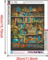 MjhRcll Diamond Painting Kits for Adults, Bookshelf Plant DIY 5D Diamond Art Kits for Adults Beginners Full Round Drill Diamond Dots Crystal Craft Kits for Home Wall Art Decor Gifts 12x16 inch MjhRcll