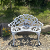 KAILI Garden Bench, Metal Aluminum Rose, Suitable for Garden Porch Park Front Porch Balcony Outdoor (White) KAILI