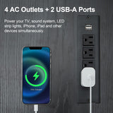 VECELO Deformable LED TV Stand with Power Outlets for 55/60/65/70 Inch Televisions, Gaming Entertainment Center with Cabinet for Living Room Bedroom, 4 AC Outlets & 2 USB-A Ports, Black VECELO