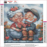 MXJSUA DIY Diamond Painting Kits for Adults, Elderly Couple in Love Diamond Gem Art Painting for Beginners, Diamond Picture with Full Round Drill Dots Craft Set Gift, 12x12 Inch MXJSUA