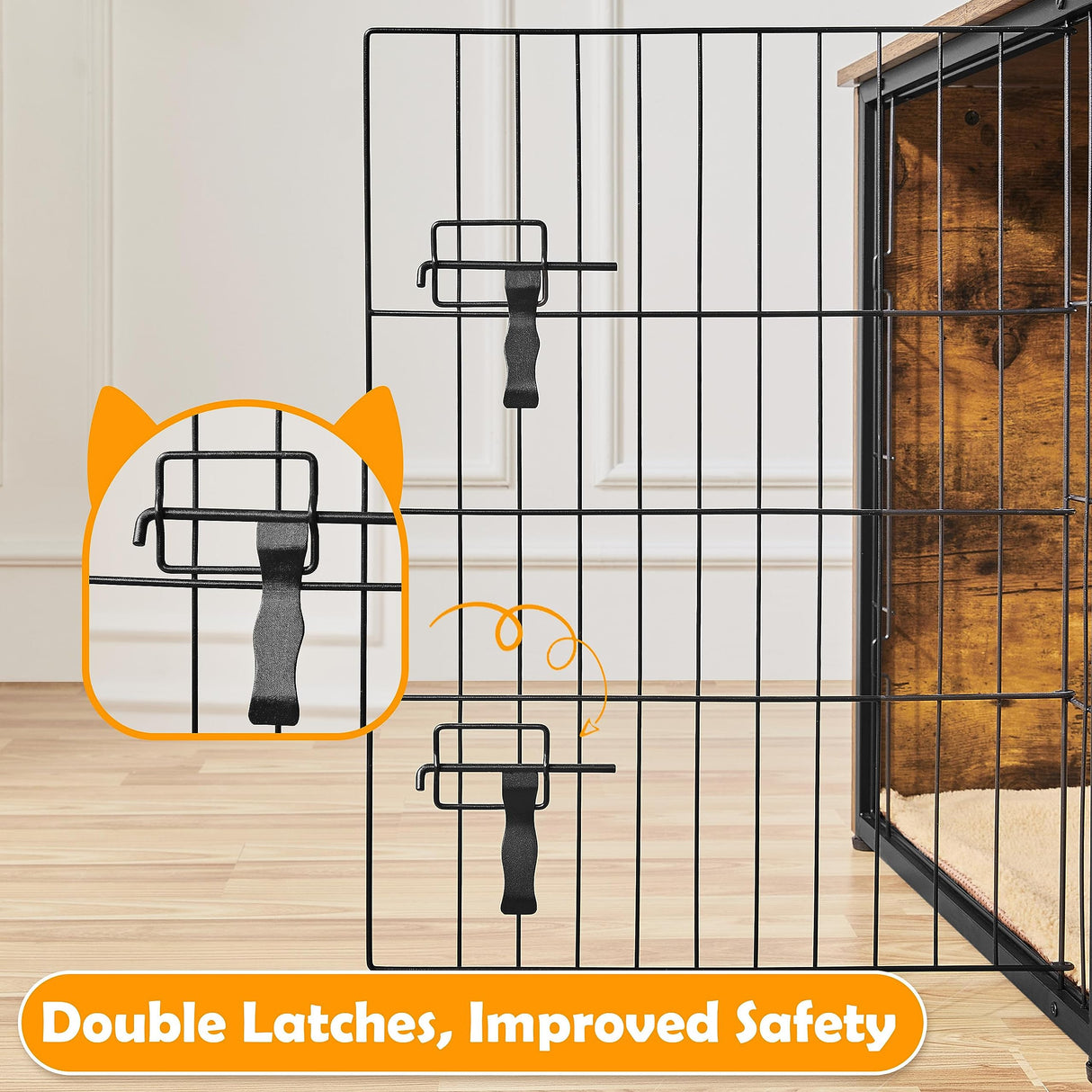 Yaheetech 40'' Dog Crate Furniture with Cushion Wooden Dog Crate with Double Doors/Adjustable Feet Side End Table for Small/Medium Dogs Yaheetech