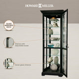 Howard Miller Chesterbrook III Curio Cabinet 680-660 – Black Satin Finish Home Decor, Seven Glass Shelves, Eight Level Display Case, Locking Door, No Reach Light Howard Miller
