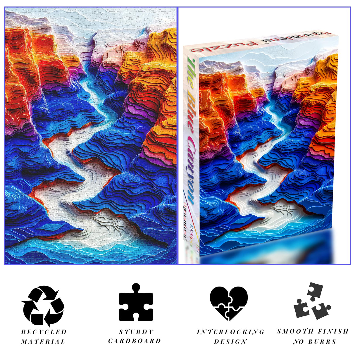 Bgraamiens Puzzle-The Blue Canyon-3D Visual 1000 Pieces Puzzle Autostereoscopy Puzzle Hard Challenge Puzzle for Adult for Adults and Kids(The Blue Canyon) Bgraamiens